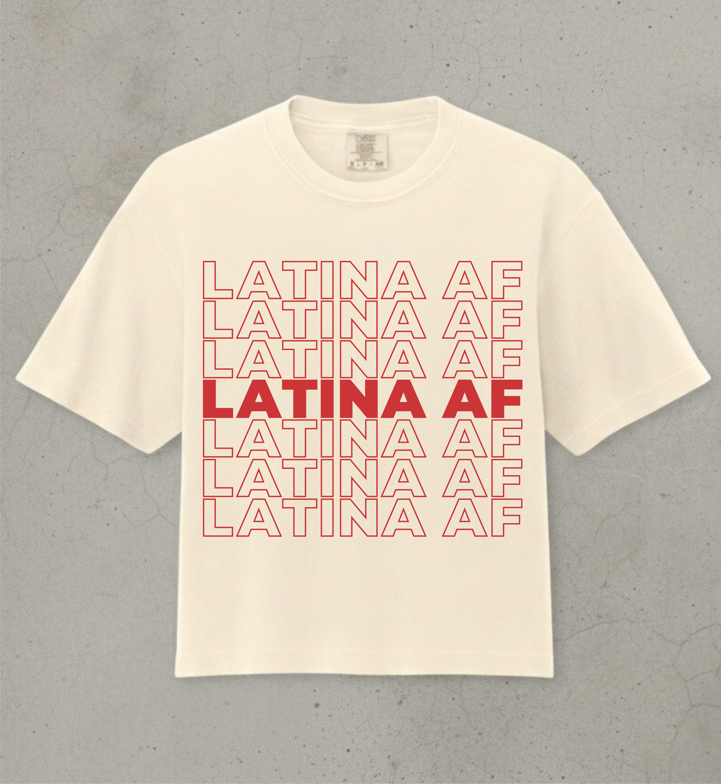 Ivory Crop top with latina AF design in red
