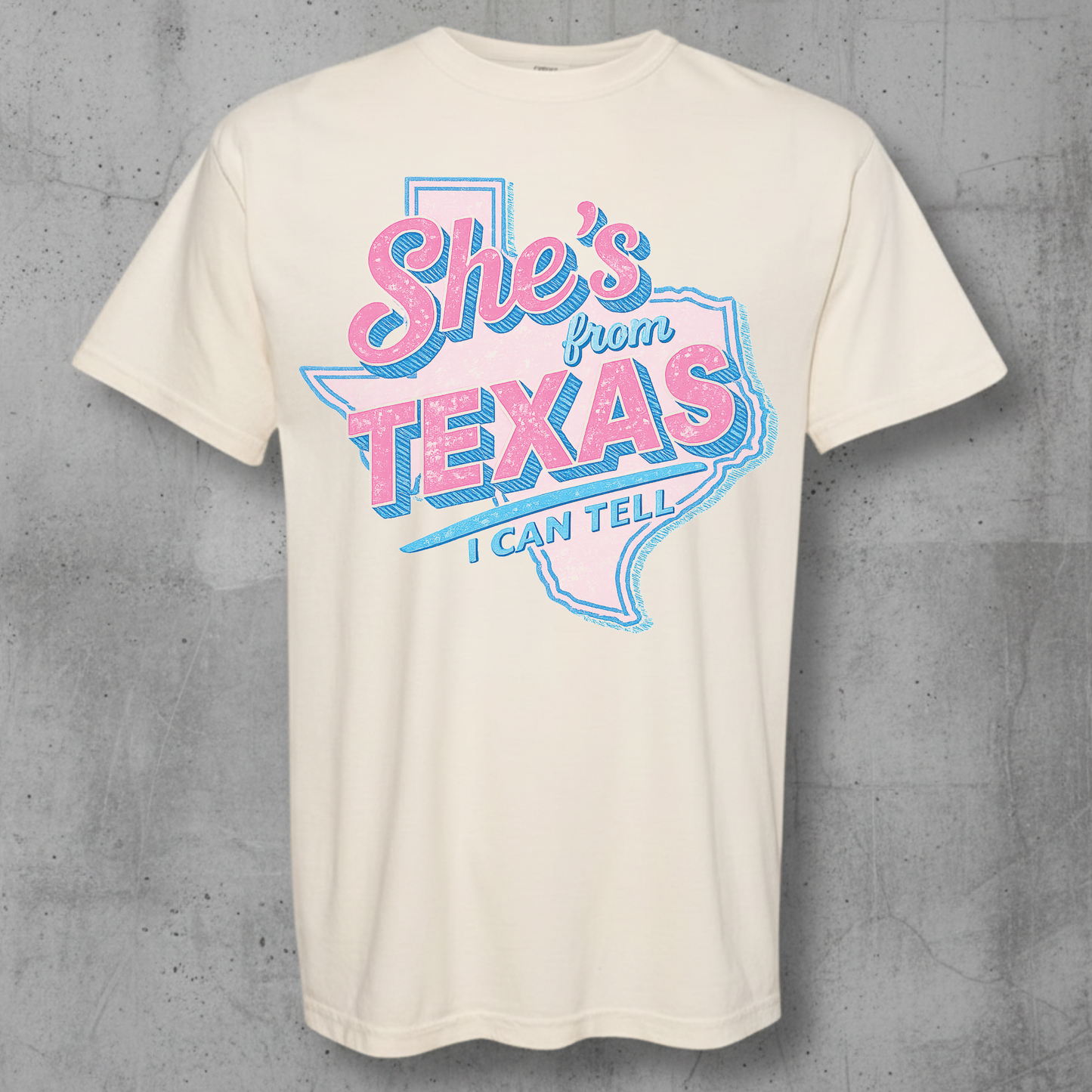 ivory shirt with the she's from Texas design