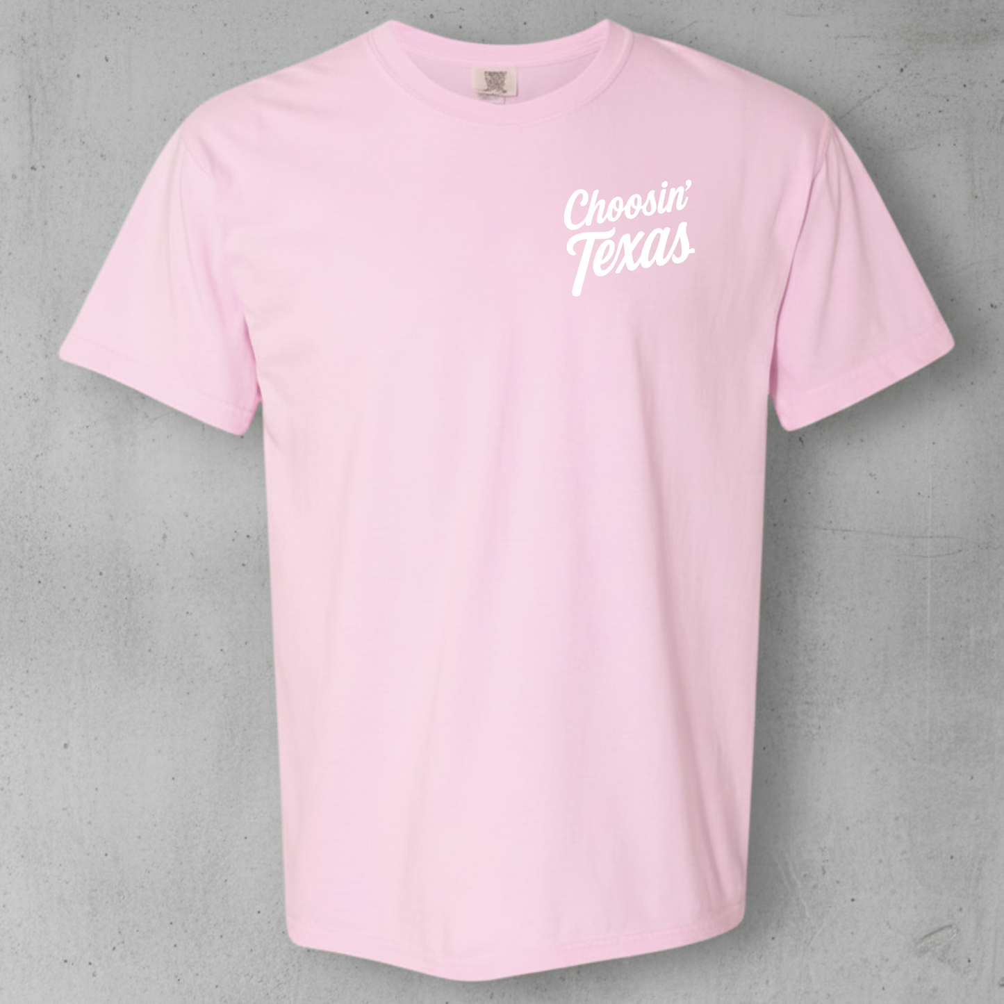 blossom comfort colors t-shirt with choosin texas lettering