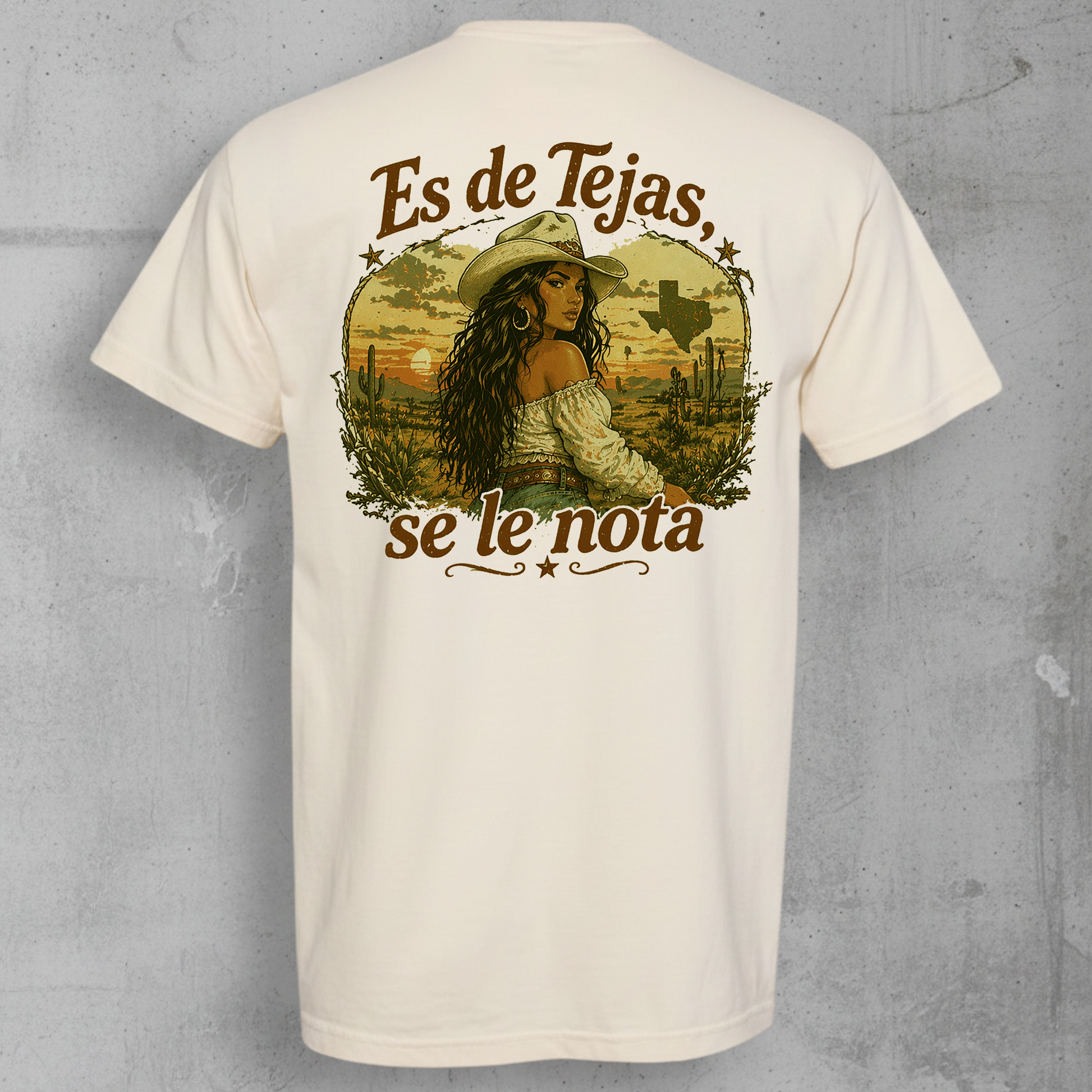 Latina Tejana T-Shirt in teh ivory comfort colors brand 
