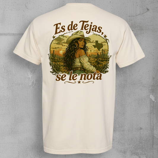 Latina Tejana T-Shirt in teh ivory comfort colors brand 