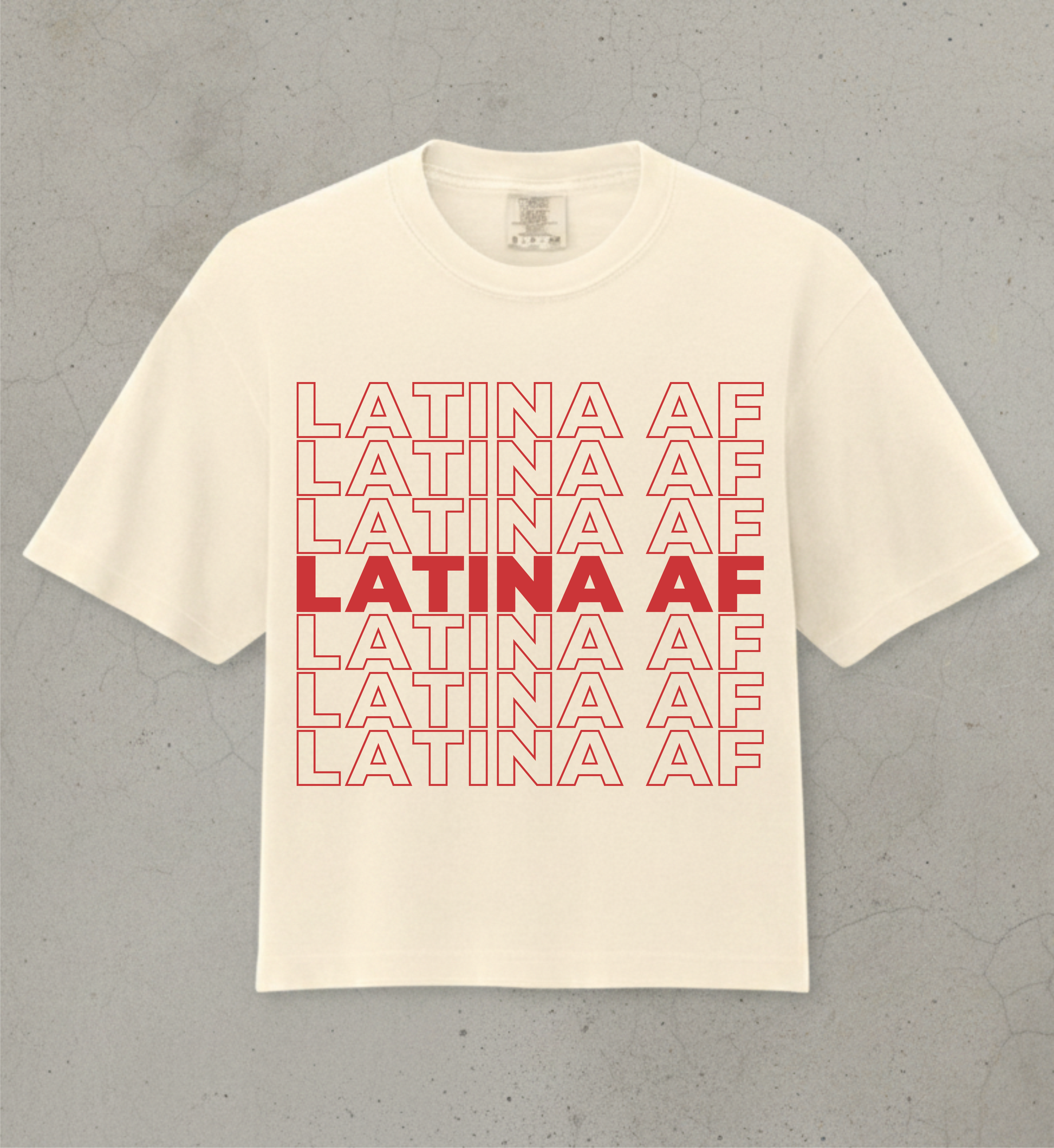 Ivory Crop top with latina AF design in red 