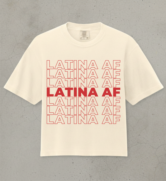 Ivory Crop top with latina AF design in red 