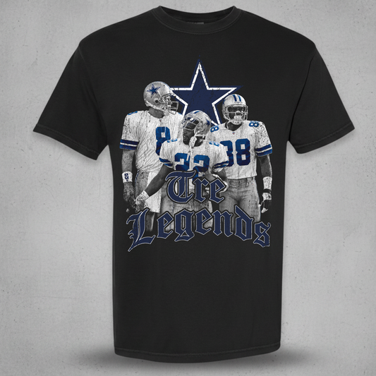 Black T-Shirt with Troy Aikman, Emmit Smith and Michael Irvin of the Dallas Cowboys 