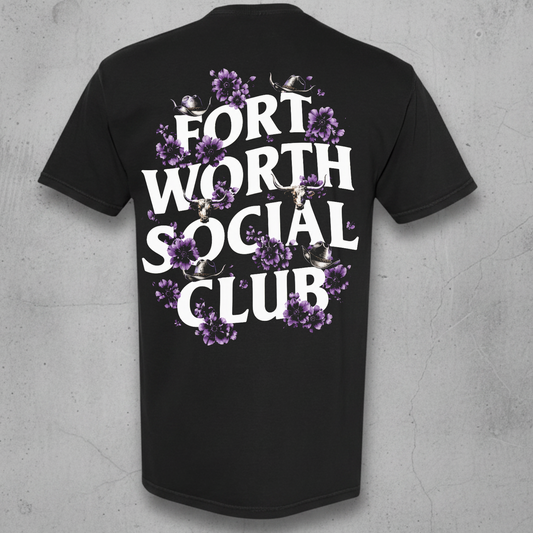 Fort Worth Social Club Back T-Shirt with purple flowers
