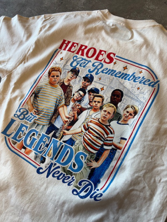 Sandlot cast on natural colored shirt 